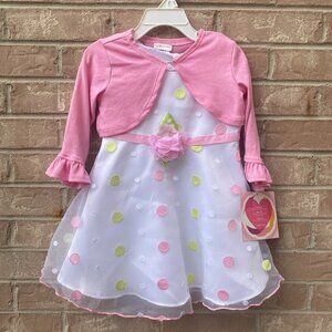 2T White Pink Spring Birthday Dress